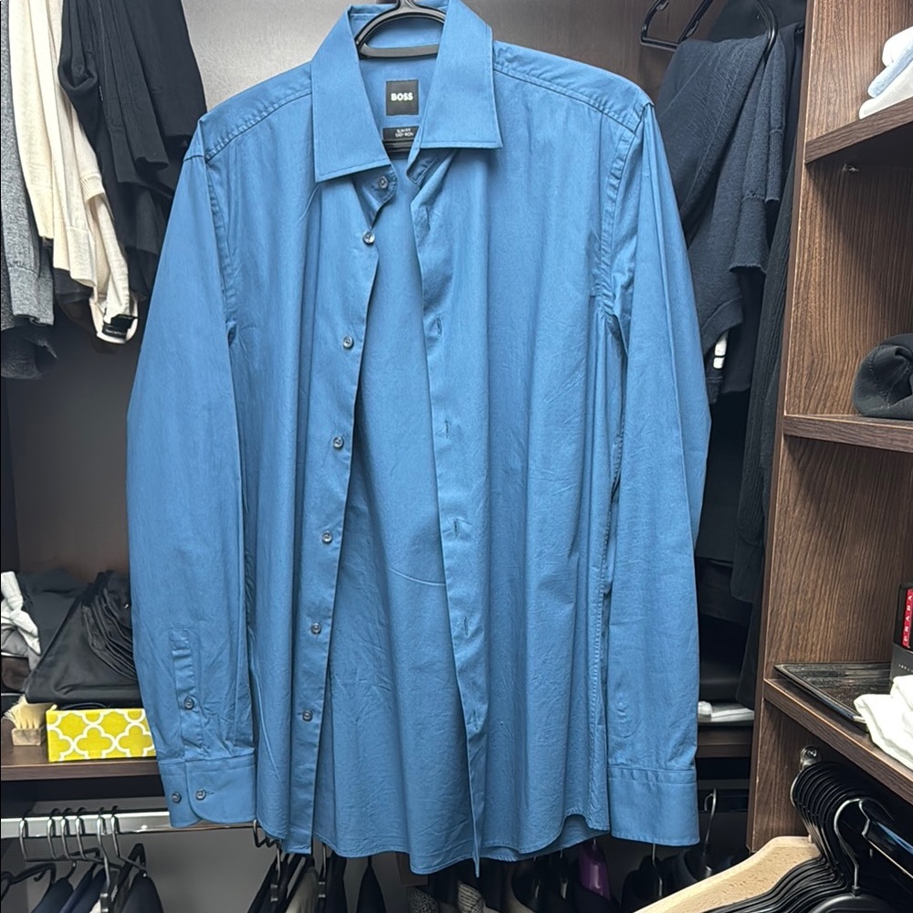 BOSS Men's Blue Dress Shirt